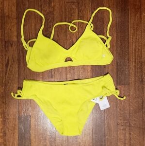 Hurley Neon Yellow Textured 2pc. Bikini NWT